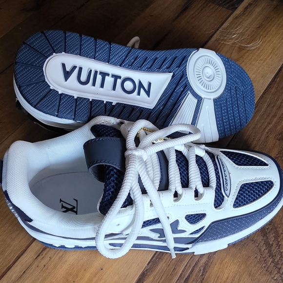 Louis Vuitton White and Navy Blue Men's Sneakers